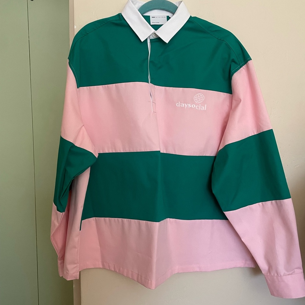ASOS Green and Pink Striped Dress Shirt